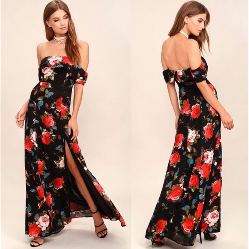 Lulu’s Medium I Care Off Shoulder Floral Dress